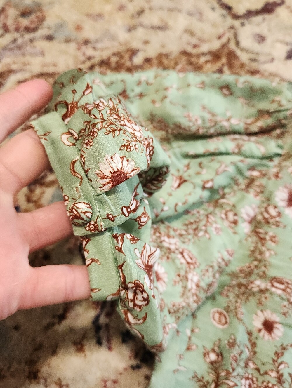 Women's Sandro Green Toscane Floral Dress Claudine Collar Size 34 - Picture 12 of 12